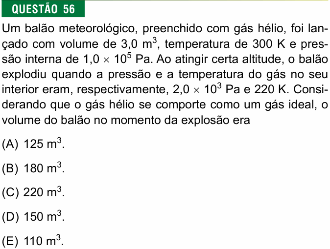 Enunciado da questão 56 de Física do FMJ 2022