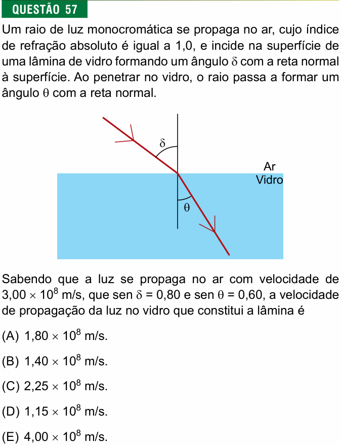 Enunciado da questão 57 de Física do FMJ 2022