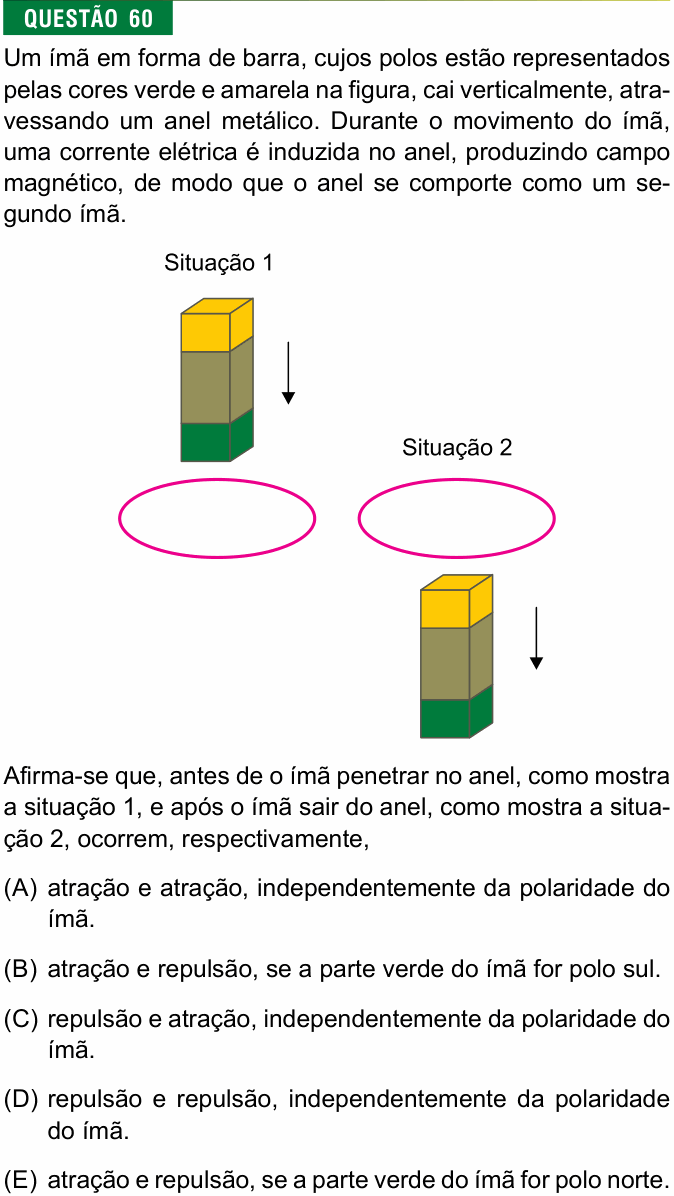 Enunciado da questão 60 de Física do FMJ 2022