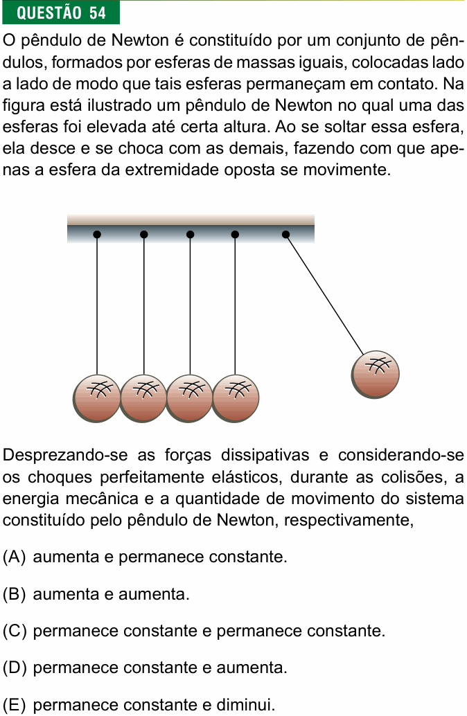 Enunciado da questão 54 de Física do FMJ 2023