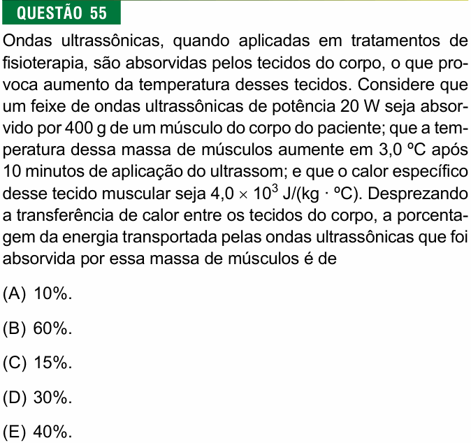 Enunciado da questão 55 de Física do FMJ 2023