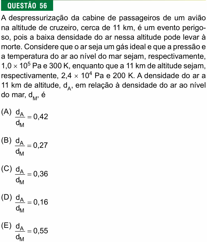 Enunciado da questão 56 de Física do FMJ 2023