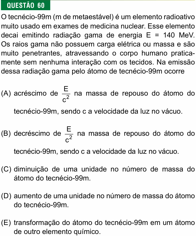 Enunciado da questão 60 de Física do FMJ 2023