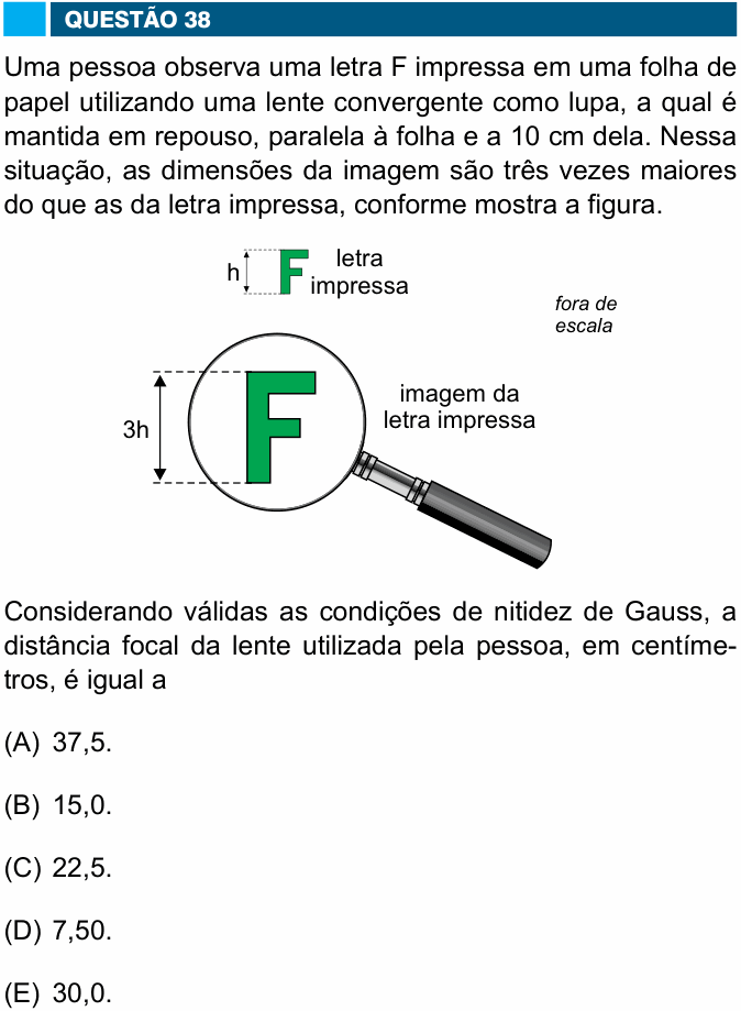 Enunciado da questão 38 de Física do FAMEMA 2016