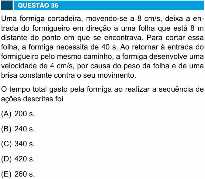 Enunciado da questão 36 de Física do FAMEMA 2019