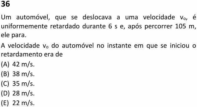 Enunciado da questão 36 de Física do FAMEMA 2022