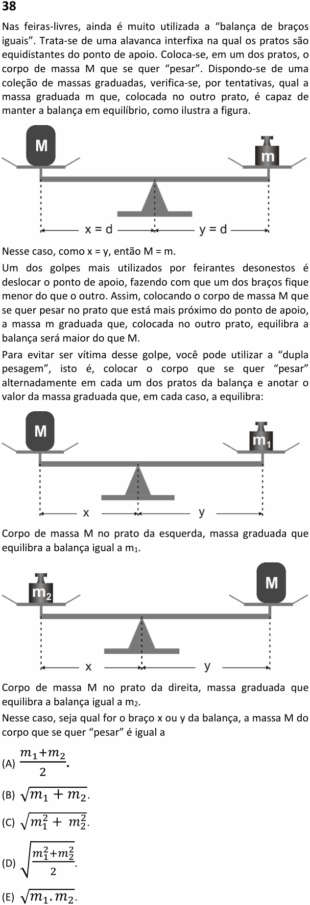 Enunciado da questão 38 de Física do FAMEMA 2022