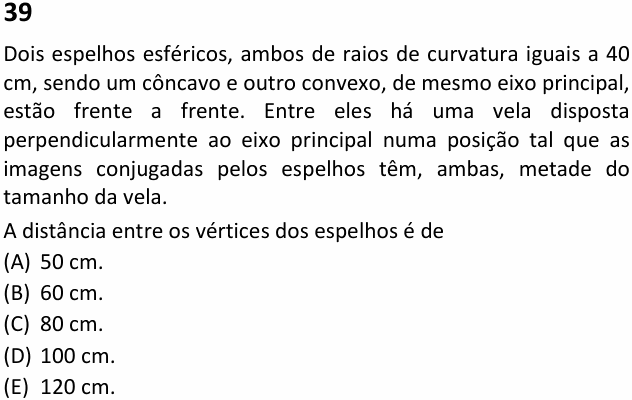 Enunciado da questão 39 de Física do FAMEMA 2022