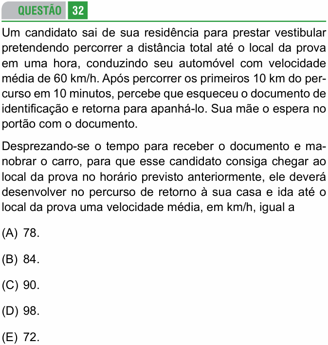 Enunciado da questão 32 de Física do FAMERP 2015