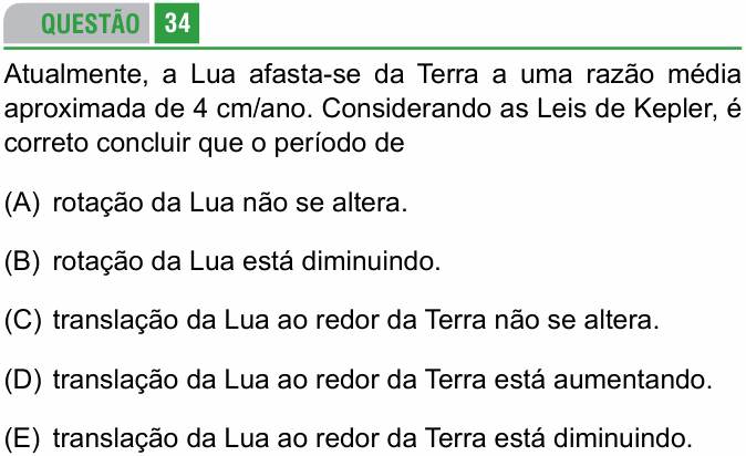 Enunciado da questão 34 de Física do FAMERP 2015