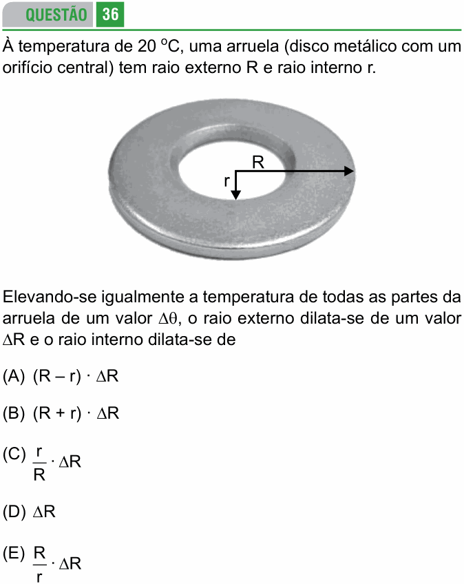 Enunciado da questão 36 de Física do FAMERP 2015