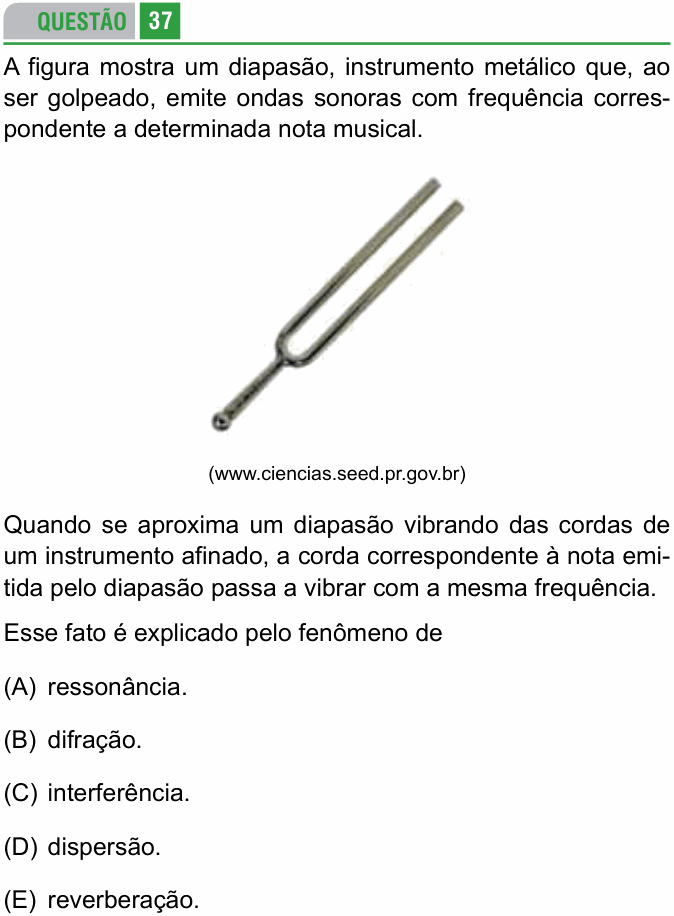 Enunciado da questão 37 de Física do FAMERP 2015