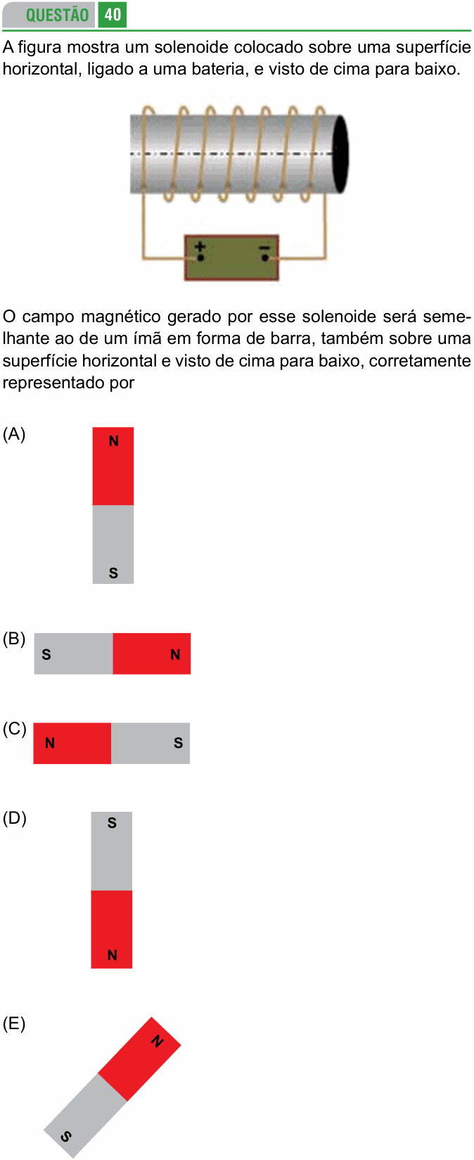 Enunciado da questão 40 de Física do FAMERP 2015