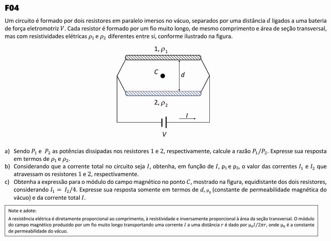 Enunciado da questão 4 de Física do FUVEST 2023 (2ª fase)