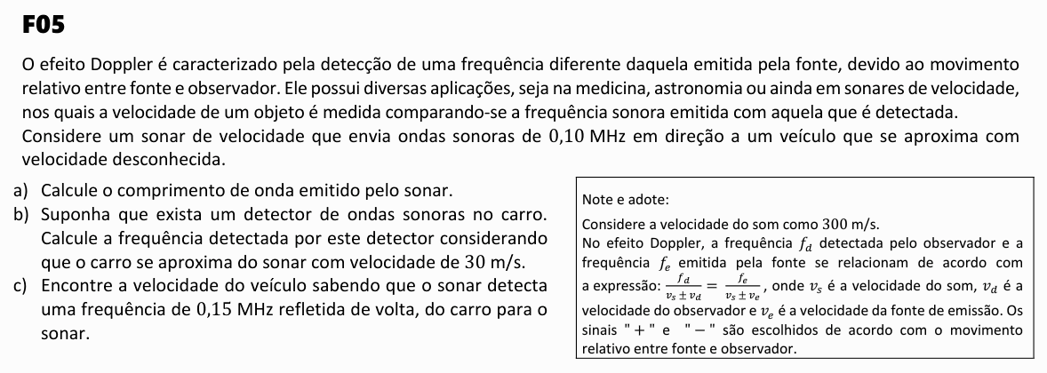 Enunciado da questão 5 de Física do FUVEST 2023 (2ª fase)