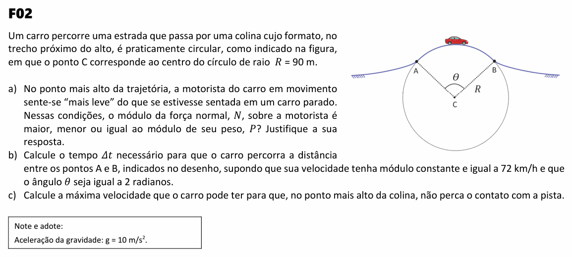 Enunciado da questão 2 de Física do FUVEST 2025 (2ª fase)