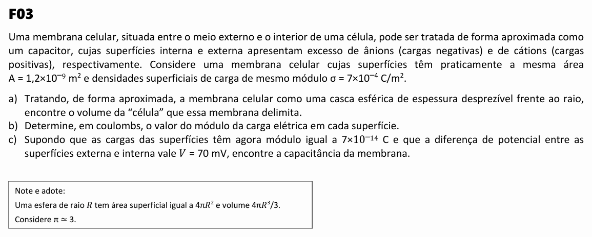 Enunciado da questão 3 de Física do FUVEST 2025 (2ª fase)