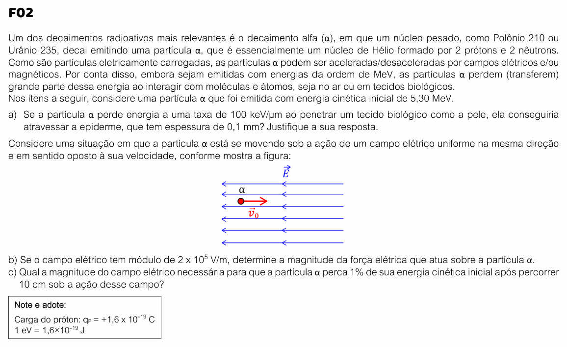 Enunciado da questão 2 de Física do FUVEST 2026 (2ª fase)