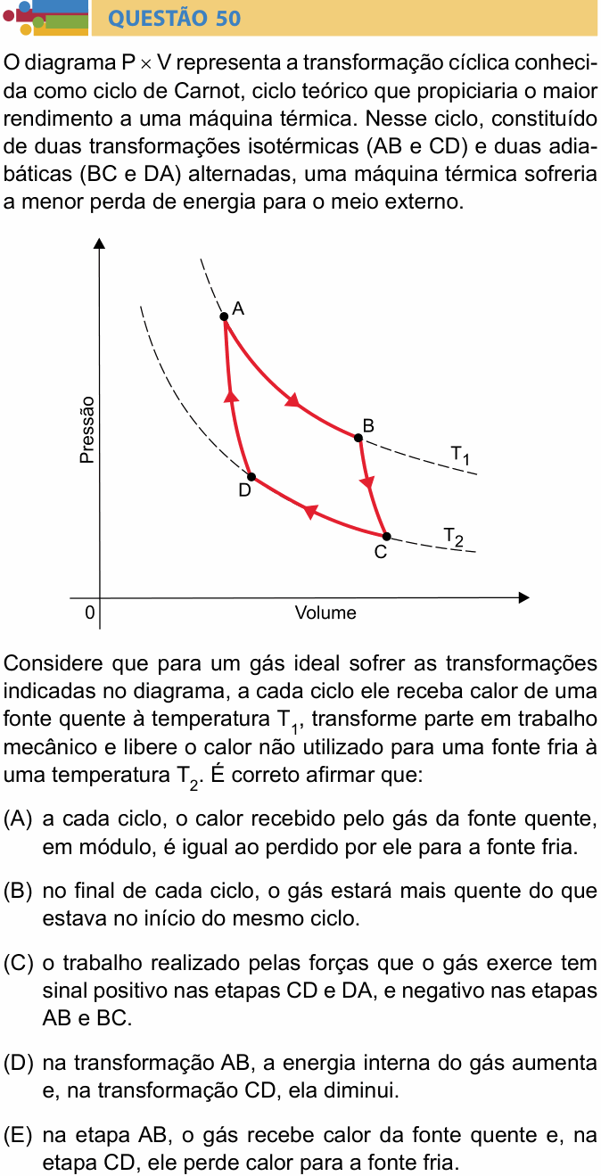 Enunciado da questão 50 de Física do Humanitas 2017