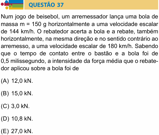 Enunciado da questão 37 de Física do Humanitas 2018
