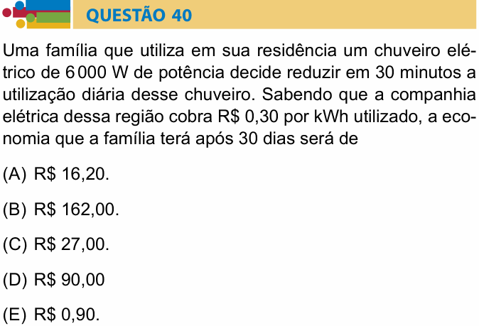 Enunciado da questão 40 de Física do Humanitas 2018