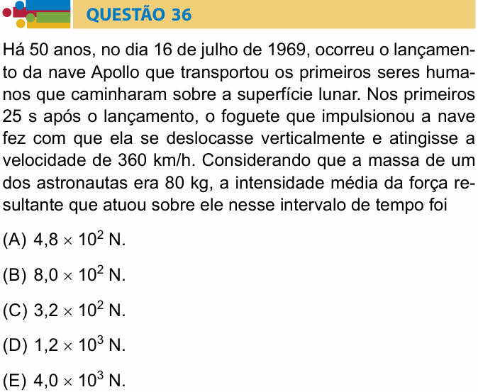Enunciado da questão 36 de Física do Humanitas 2020