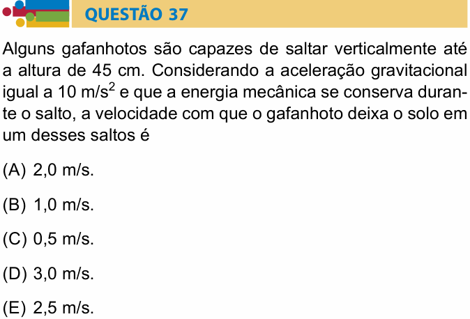 Enunciado da questão 37 de Física do Humanitas 2020