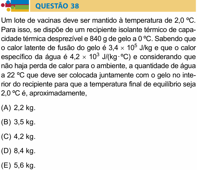 Enunciado da questão 38 de Física do Humanitas 2020