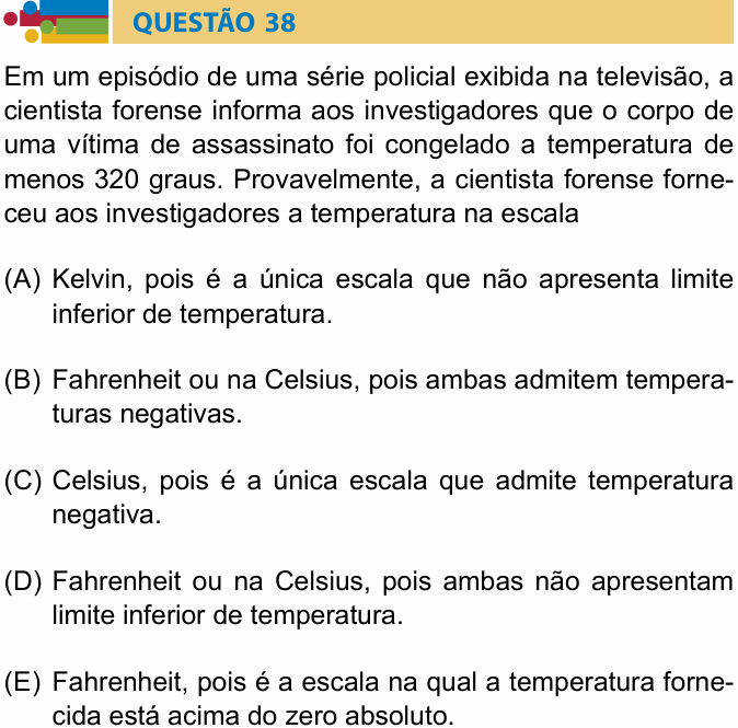 Enunciado da questão 38 de Física do Humanitas 2021 (2º semestre)