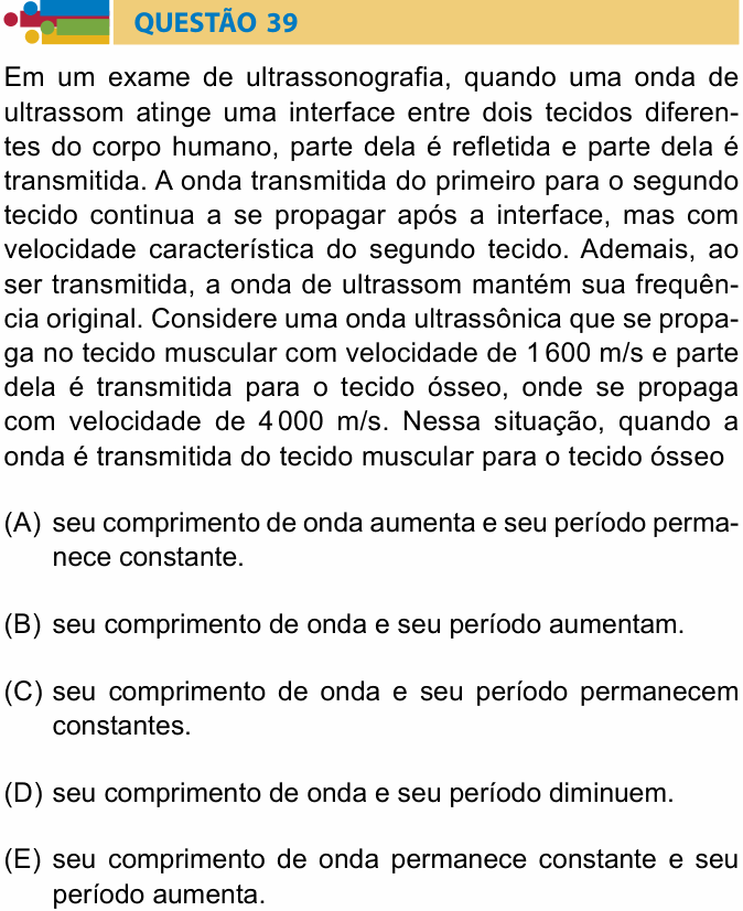 Enunciado da questão 39 de Física do Humanitas 2021 (2º semestre)