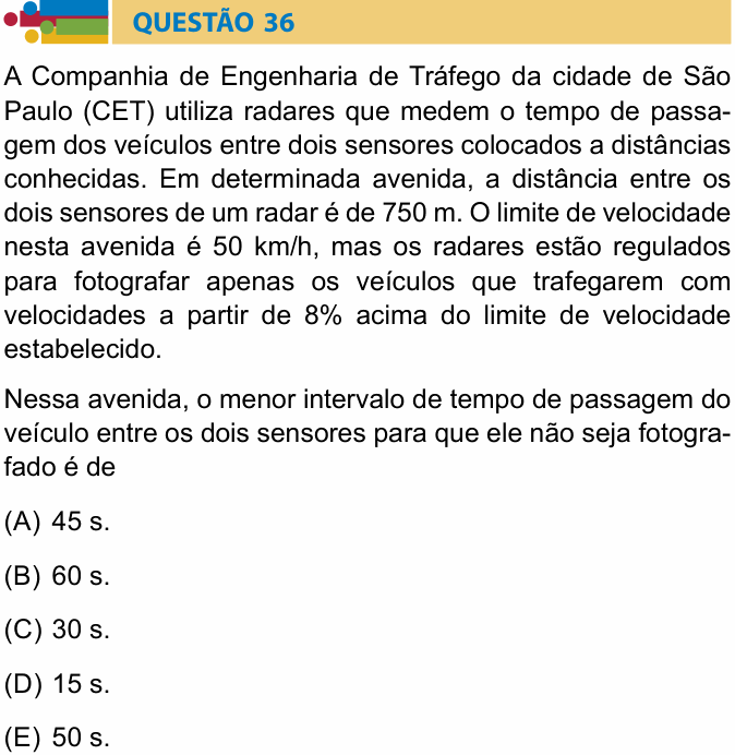 Enunciado da questão 36 de Física do Humanitas 2021