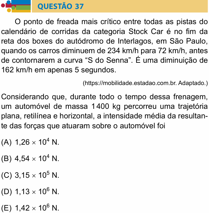 Enunciado da questão 37 de Física do Humanitas 2022