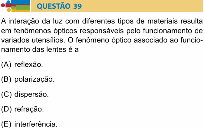 Enunciado da questão 39 de Física do Humanitas 2023 (2º semestre)