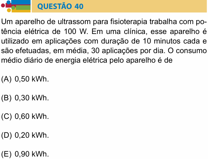 Enunciado da questão 40 de Física do Humanitas 2023