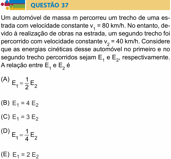 Enunciado da questão 37 de Física do Humanitas 2024