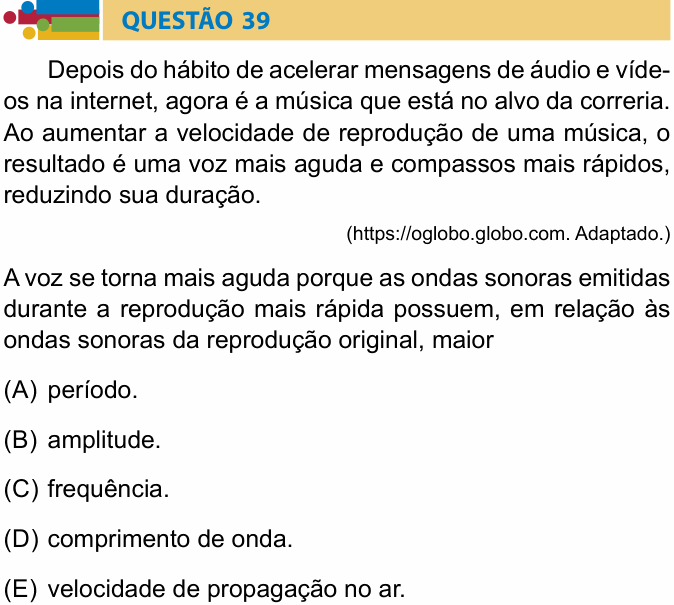 Enunciado da questão 39 de Física do Humanitas 2024