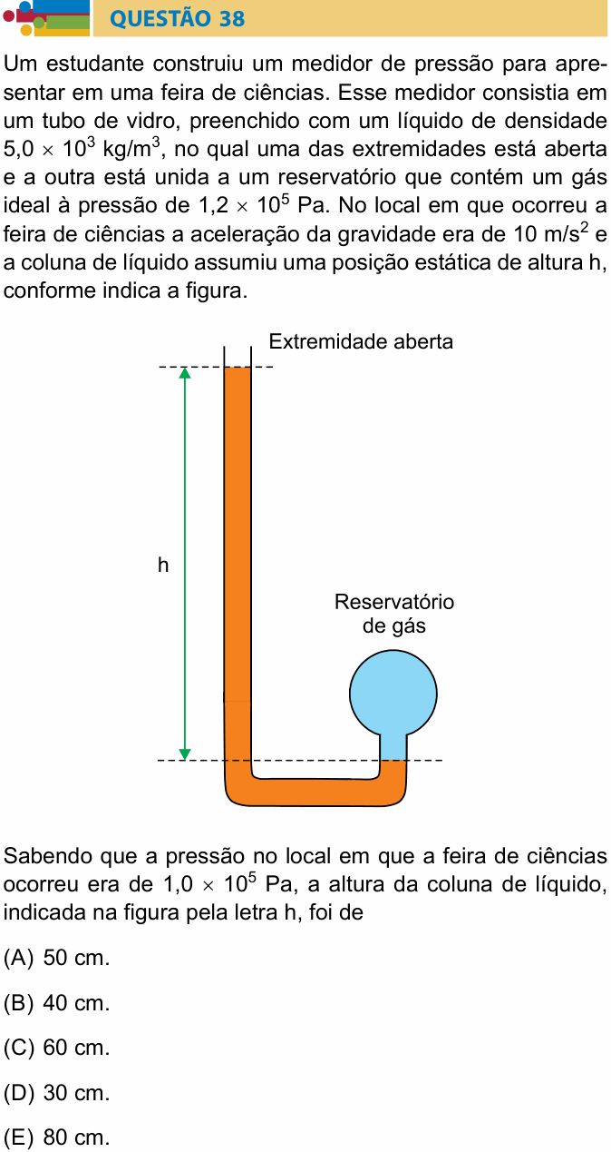 Enunciado da questão 38 de Física do Humanitas 2024 (2º semestre)