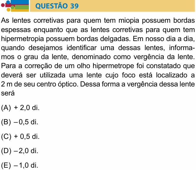 Enunciado da questão 39 de Física do Humanitas 2024 (2º semestre)
