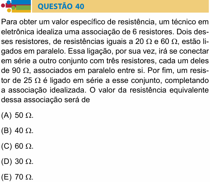 Enunciado da questão 40 de Física do Humanitas 2025