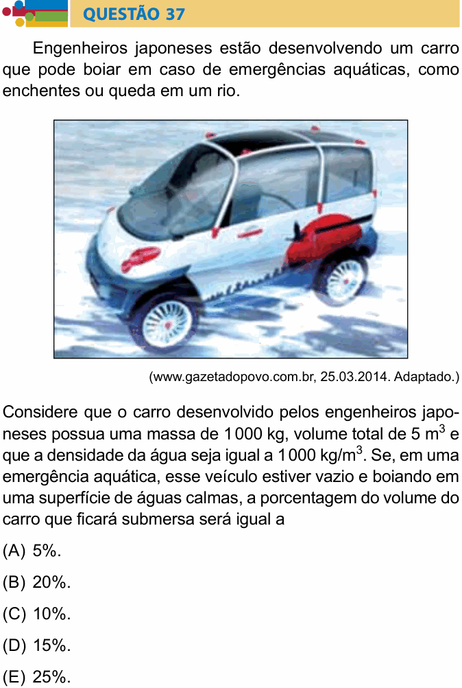 Enunciado da questão 37 de Física do Humanitas 2025 (2º semestre)