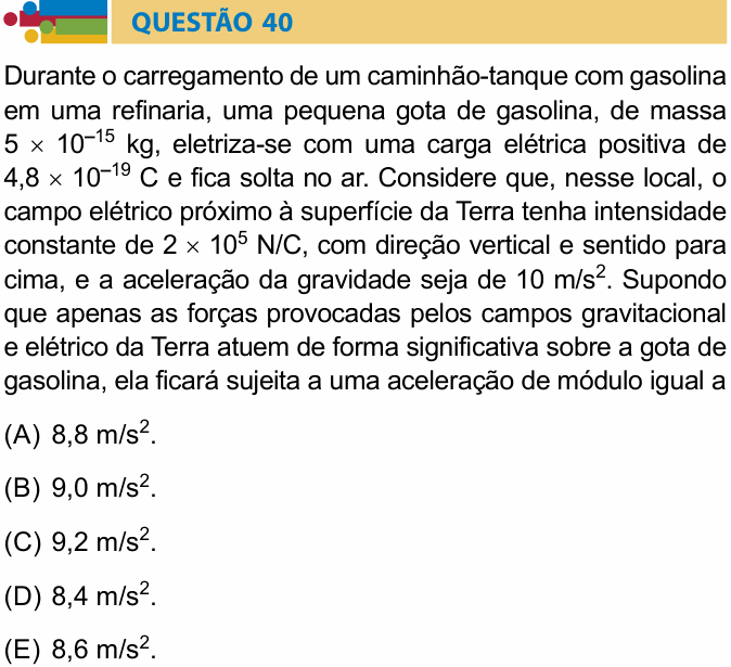Enunciado da questão 40 de Física do Humanitas 2025 (2º semestre)