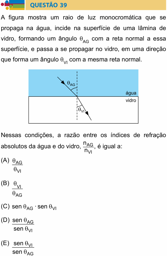 Enunciado da questão 39 de Física do Humanitas 2026