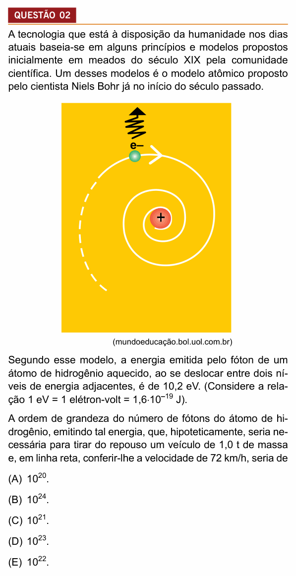 Enunciado da questão 2 de Física do Insper 2018 (Engenharias)