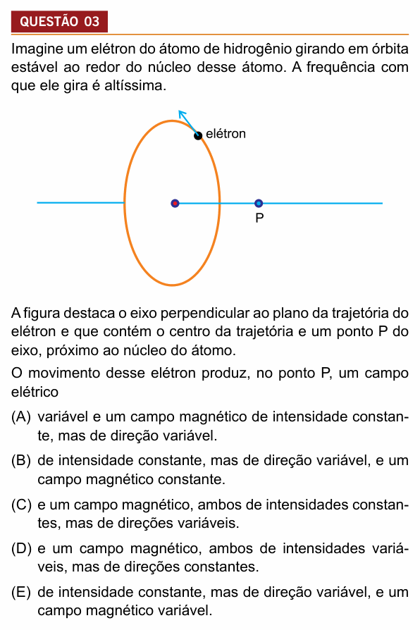 Enunciado da questão 3 de Física do Insper 2018 (Engenharias)