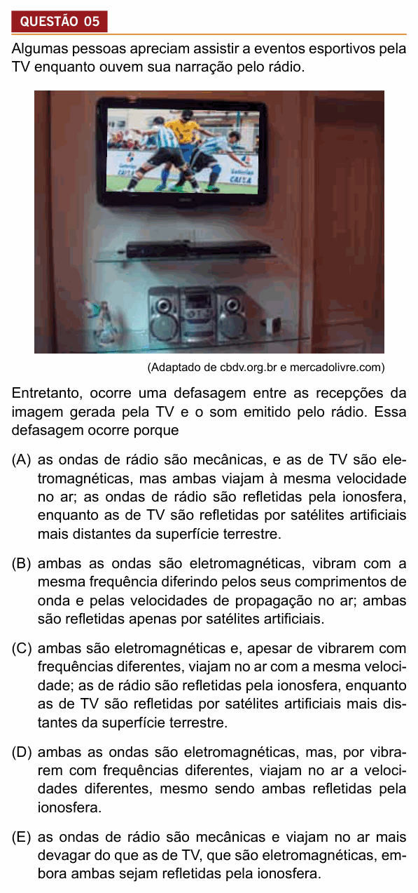 Enunciado da questão 5 de Física do Insper 2018 (Engenharias)