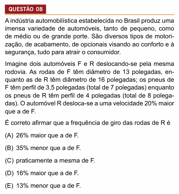 Enunciado da questão 8 de Física do Insper 2018 (Engenharias)