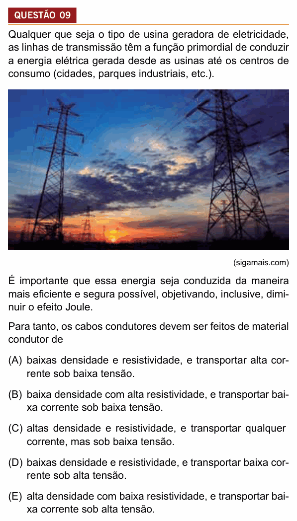 Enunciado da questão 9 de Física do Insper 2018 (Engenharias)