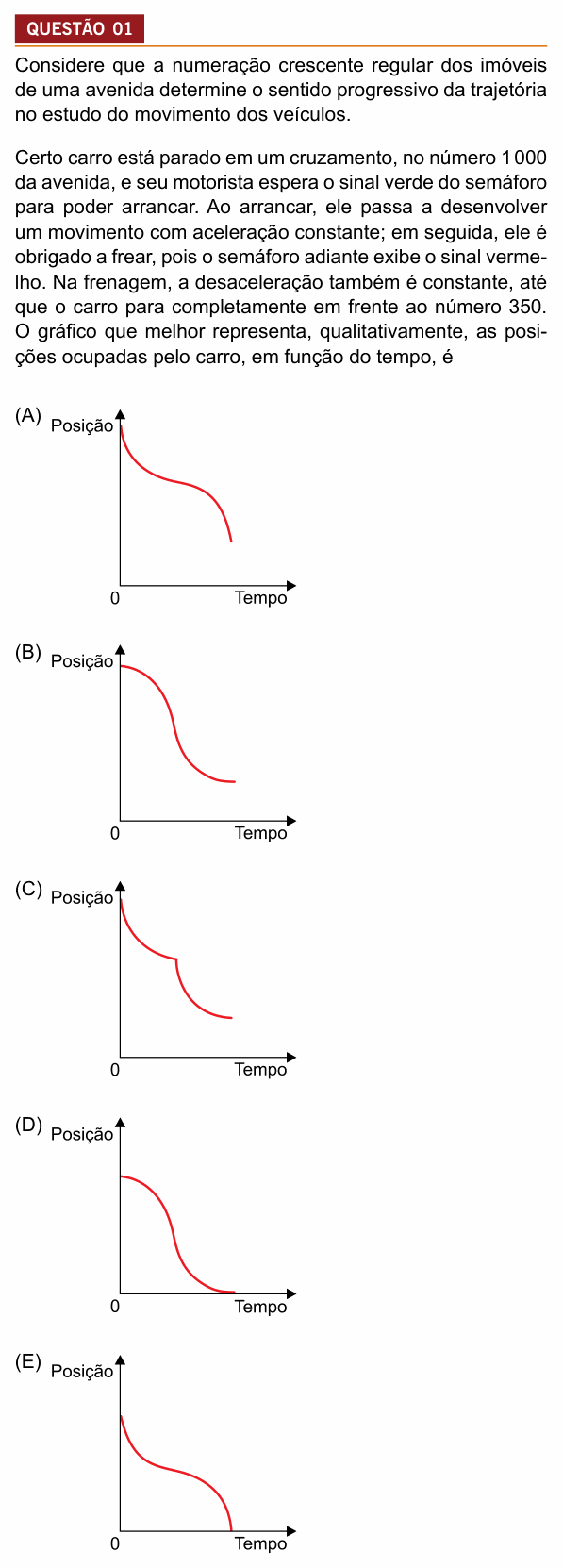 Enunciado da questão 1 de Física do Insper 2019 (Engenharias, 2º semestre)