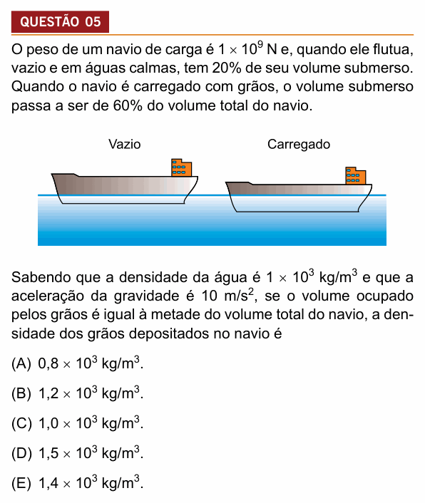 Enunciado da questão 5 de Física do Insper 2019 (Engenharias, 2º semestre)