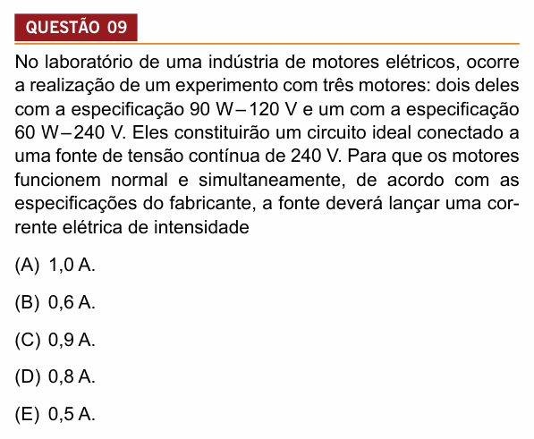 Enunciado da questão 9 de Física do Insper 2019 (Engenharias, 2º semestre)